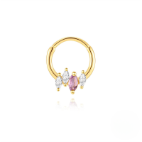 wholesale S925 Sterling Silver Marquise Pendant With Zircon, Natural Stone, Flat Head Threaded Ear Bone Clip, Hoop, Popular Nose Ring-Single gold #6