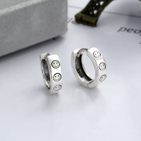 wholesale S925 Sterling Silver Korean Style Ins Minimalist Smiley Pattern Versatile Earrings Simple Design-YFR081/approx. 2.7g 925 silver