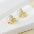 wholesale 925 Sterling Silver, Small Fragrance Style Freshwater Pearl Ear Studs, Minimalist, Niche, Exquisite Earrings, High-End Women's Earrings Wholesale-0-2