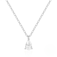 wholesale S925 Sterling Silver Hot-selling Light Luxury Waterdrop Zircon Pendant Choker Necklace, Popular In Cross-border Sales And With An Ins High-end Feel-Platinum 925 silver