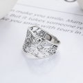 wholesale S925 Sterling Silver Vintage Creative Openwork Floral Design Adjustable Index Finger Ring, Ethnic Bohemian Style-0-2