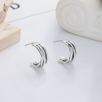 wholesale Silver Yunchaoxuan S990 Fashion Vintage Antiqued Multi-Line Interwoven Minimalist Style Elegant Trendy Hoop Earrings Ear Clips-YFR465M/approx. 4.1g 925 silver