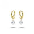 wholesale 9K Gold Art Li Jewelry K-Gold Earrings Jennie Same Style Fashion Versatile Mini Floating Teardrop Zircon Ear Cartilage Hoops-0-6