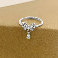 wholesale 925 Sterling Silver Sweet Bow Lily of the Valley Ring Women's Fashion Ins Runaway Princess High-End Design Statement Finger Jewelry-Bowknot Lily of the Valley Ring / Approx. 1.65g &gt; JZ015034 Sterling Silver