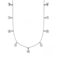 wholesale S925 Sterling Silver Star And Single Zircon Layering Collarbone Necklace, Korean Style Fashion Design, Ins Light Luxury Advanced Feel-Platinum