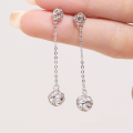 wholesale S925 Sterling Silver Korean-style Hollow Floral Dangle Earrings for Women, Small Niche Design Long Tassel Earrings, Versatile for Pierced Ears-0-1