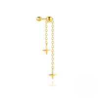 wholesale S925 Sterling Silver Adjustable Fringe Chain With Zircon-cut Beads And Spiral Thread Ear Crawler-Single gold #7