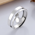 wholesale S925 Sterling Silver Geometric Hollow Minimalist Unisex Wide Square Open Ring in Japanese and Korean Trendy Style-0-0