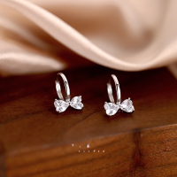 wholesale S925 Sterling Silver Bow Zircon Earrings for Women, Minimalist Style, Fresh and Sweet, Popular Elegant Ear Clips and Hoops Wholesale-Sweetheart Bow Earrings/approx. 1.76g&gt;EK003815