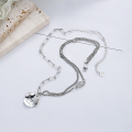 wholesale S925 Sterling Silver Korean-style Vintage Asymmetric Two-tone Layered English Letter Hip-hop Collarbone Chain-0-1