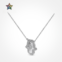 wholesale S925 Sterling Silver Light Luxury Cross-Border Women's Necklace, High-End Delicate Hand-Shaped Design, Creative and Stylish Collarbone Chain-Gold DY190804-SG-WH>925 silver