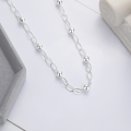 wholesale S925 sterling silver Korean-style geometric sphere link collarbone chain, fresh and elegant birthday gift for girlfriend-0-2