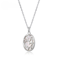 wholesale 925 Silver Japanese Light Luxury White Shell Spiral Leaf Design Pendant for Women, Vintage Style Geometric Pendant Wholesale-[Pendant] Without chain 925 silver