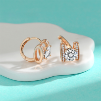 wholesale Wholesale S925 Sterling Silver Rose Gold White Gold Moissanite Letter Ear Clips Fashionable Luxury Earrings with Colored Diamonds-1 carat + 1 carat white gold (zircon) earrings 925 silver