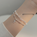 wholesale S925 Sterling Silver Sparkling Wave Bracelet Stackable Geometric Square Chain Full of Stars Flash Galaxy Jewelry for Women S4478-0-3