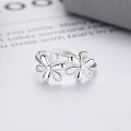 wholesale S925 Sterling Silver Korean Style Minimalist Floral Open Adjustable Ring Trendy Versatile Index Finger Ring for Women-0-2