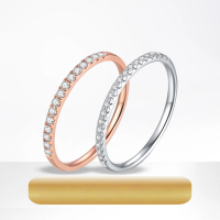wholesale 18k gold and rose gold and white gold leisure-style inlaid lab-grown diamond row ring, unisex diamond gold ring couple matching set-18K Gold Cultured Diamond Ring (Rose Gold)  Hong Kong Code No. 14
