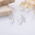 wholesale S925 Sterling Silver Korean Style Minimalist Bow Small Earrings for Women, Ins Fashion Simple Design Unique Dainty Studs-0-1