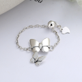 wholesale S925 Sterling Silver Korean-style Elegant Fairy Butterfly Chain Link Adjustable Luxury Ring-0-0