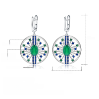 wholesale 925 Silver Designer Natural Gemstone Earrings, Luxurious High-End Accessories Natural Green Agate Stud Earrings-Green agate earrings