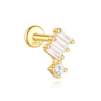 wholesale S925 Sterling Silver Exquisite Australian Opal Marquise Zircon Flat Spiral Cartilage Ear Stud Hot Sale Geometric Ear Jewelry-Single gold #4