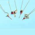 wholesale 925 Silver New Cardcaptor Sakura Bird Head Sealed Key Necklace Collarbone Chain, Sakura's Matching Magic Wand-0-2