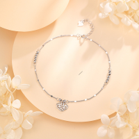 wholesale 925 Sterling Silver Anklet for Women in White Gold Tone, Chinese Style Luxury High-End Ruyi Lock Ankle Chain Birthday 520 Valentine's Day Gift-Ruyi Lock Anklet/approx. 1.91g JL001529