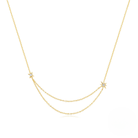 wholesale S925 Sterling Silver Octagram And Cross Pendant Zircon Necklace And Earring Set, Fashionable And Versatile European And American Best-seller-Gold-Necklace 925 Silver