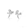 wholesale 925 Sterling Silver Cross-Border Hot-Selling Ins Style Diamond-Inlaid Dagger Ear Stud Screw Piercing Ear Cartilage Earrings for Men and Women-0-6