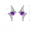 wholesale S925 Silver Custom Natural Amethyst Ring and Stud Earrings Two-Piece Set Set with Natural Colored Gemstone Jewelry-0-3