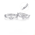 wholesale S925 Sterling Silver Inborn Wings Couple Rings, Ins Small and Unique Design Adjustable Fashion Rings for Men and Women-0-5