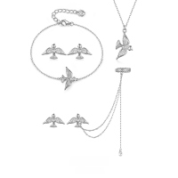 wholesale 925 Sterling Silver Peace Dove Necklace Bracelet Earrings Pigeon Set, Ins Simple High-end European and American Style-Peace Dove Bracelet 925 Silver