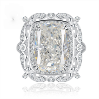 wholesale 925 Silver Metal Material New Style 10*14mm Simulated Diamond G Color Imported High Carbon Diamond Ring European and American Design-R675 White G Diamond No. 9