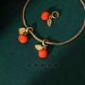 wholesale Ancient sand gold metal material Persimmon Wish Pendant, small persimmon pendant, lotus pod, Ruyi, leaf, DIY handmade accessories, bead stringing-0-3