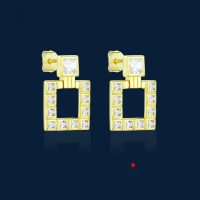 wholesale 925 Sterling Silver Geometric Personality Earrings, Fashion New Style Light Luxury High-end Elegance Korean Ear Studs Wholesale-K gold 925 silver