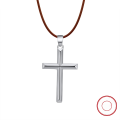 wholesale S925 Sterling Silver White Gold Plain Cross Fashion Leather Cord Jewelry Hip Hop Accessories-0-15
