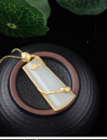 wholesale [925 Silver Gold-Plated] New Chinese Style Retro Trend White Jade Pendant with Certificate, Lotus Pod Inlaid with Hetian Jade Pendant for Women-0-6