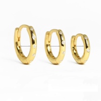 wholesale S925 Sterling Silver Micro-Inlaid Zirconia Circle Hoop Ear Clasp Geometric Fashion Retro Trendy Earrings-Inner diameter 6mm, outer diameter 9mm - Platinum