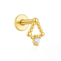 wholesale S925 Sterling Silver Flat Threaded Piercing Chain Earrings With Opal And Crystal Accents-Single gold #9