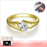 wholesale S925 silver plated with 18k gold oval moissanite ring for women, 1 carat, 5*7mm, same as Xiaohongshu style-1 carat US size 7