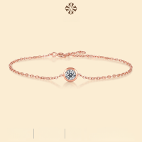 wholesale 925 Sterling Silver Moissanite Bubble Bracelet, Niche Accessory with High-End Elegance, Versatile Light Luxury and Premium Feel-Rose gold bracelet 50 points 16+2.5+2.5cm