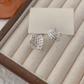 wholesale S925 Sterling Silver French Minimalist Woven Stud Earrings Women Small Design High-End Square Heavy Duty Earrings-0-1