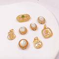 wholesale Gold-plated S925 Silver Natural White Shell Lucky Bag Pendant Plaque Charm Bracelet String DIY Components-0-0