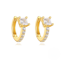 wholesale 925 Sterling Silver Super Sparkling Zircon Inlaid Geometric Light Luxury Ear Hoop Ear Clasp, Popular In Cross-border Sales With An Ins High-end Feel-Gold #2