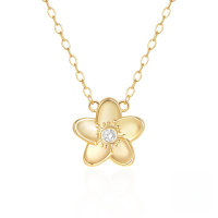 wholesale 925 Sterling Silver Flower Pendant Zircon Inlay Collarbone Chain Sweet Lovely Women's Necklace-Gold 925 silver