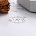 wholesale S925 Sterling Silver Fashion OL Minimalist Wave Geometric Pattern High-Polish Design Versatile Open Adjustable Ring for Women-0-2