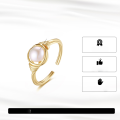 wholesale S925 Sterling Silver Cloud-Pull Jewelry Natural Freshwater Pearl Open Ring Rings, Simple and Versatile-0-3