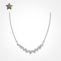 wholesale S925 Sterling Silver Korean Hit Women's Necklace, Dazzling Row of Zircon Stones, Exquisite Design, Advanced V-Shaped Collarbone Chain-0-0