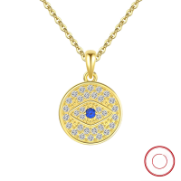 wholesale Metal geometric circular evil eye pendant necklace blue eye hot-14K gold, approximately 2.4g 925 silver