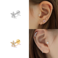 wholesale S925 Sterling Silver 16g Flat Head Threaded Cartilage Ear Stud With Floral Design, Minimalistins Style-0-3